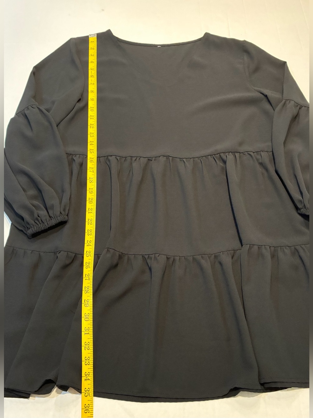 Amoretu 🟣 Size XL Long Sleeve V Neck Flowy Swing Dress in Black - Picture 8 of 9